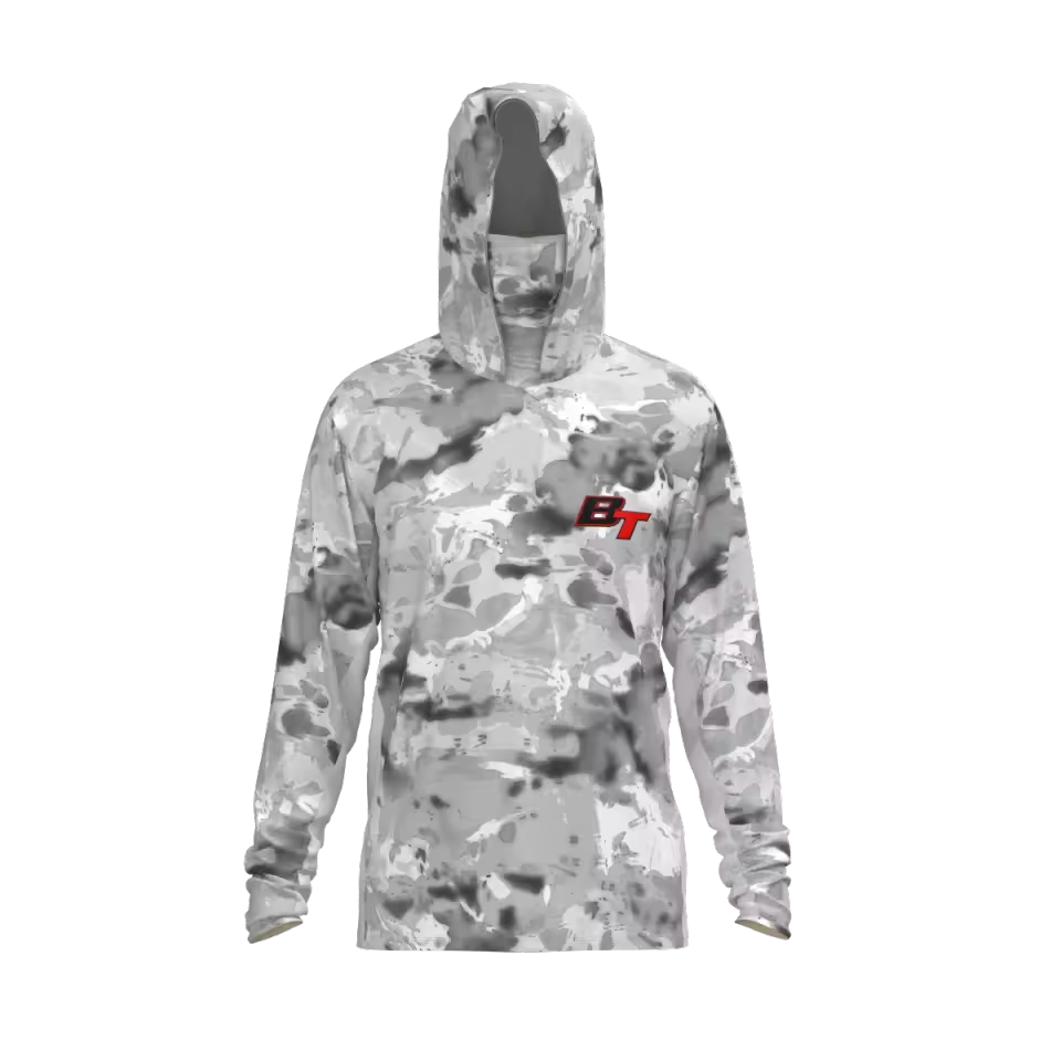 Premium Hooded Long Sleeve Fishing Shirt - Grey Camo