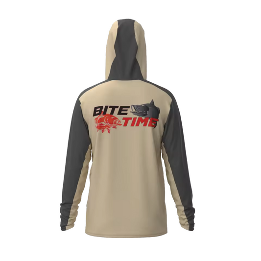 Premium Hooded Long Sleeve Fishing Shirt - Sand