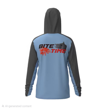 Premium Hooded Long Sleeve Fishing Shirt - Blue