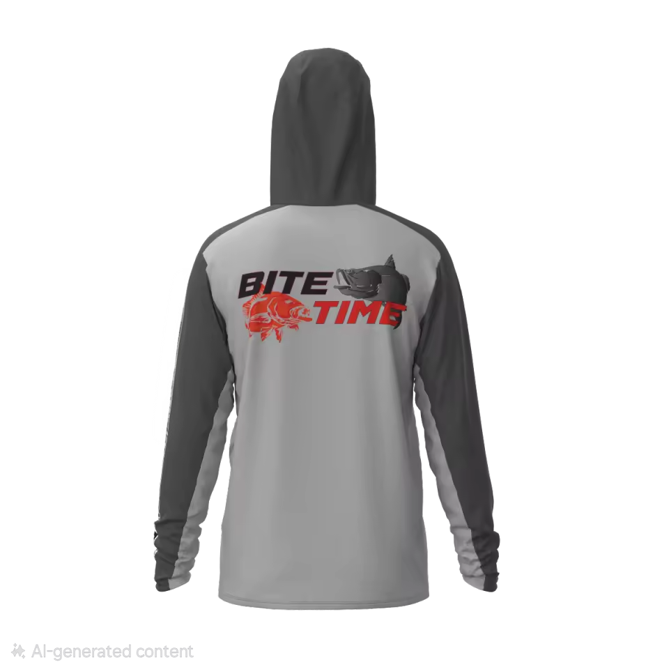 Premium Hooded Long Sleeve Fishing Shirt - Grey