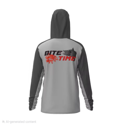 Premium Hooded Long Sleeve Fishing Shirt - Grey